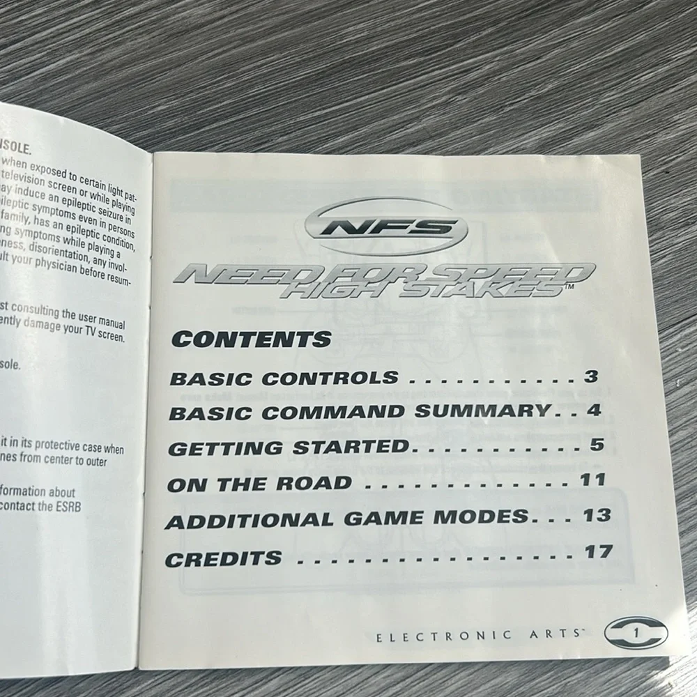 Need for Speed: High Stakes PlayStation Booklet